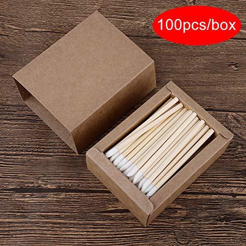 GWOKWAI GWOKWAI 100pcs Disposable Makeup Applicators Lipstick Applicators, Eco-friendly Applicator Lip Gloss Wand with Bamboo Stick Handle Lip Brushes for Lip Extension Application Makeup Kits