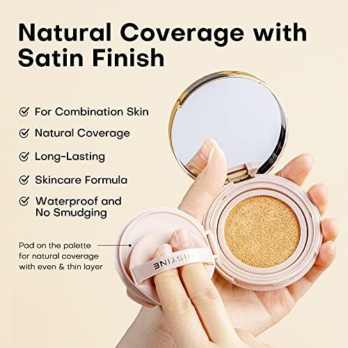 Mistine MISTINE Cushion Foundation Breathable Medium Coverage with Satin Finish,Long-Lasting, Oil-Moisture Balance Foundation Makeup,Contains Beauty Serum for Combination Skin,Refill Included,Ivory