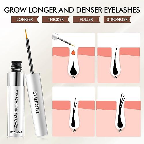 Simpout Simpout Eyelash Growth Serum - Fuller & Longer Looking Eyelashes Lash Enhancing Serum, Voluminous Lengthening Natural Lash Enhancer, Vegan & Cruelty-Free (Silver)