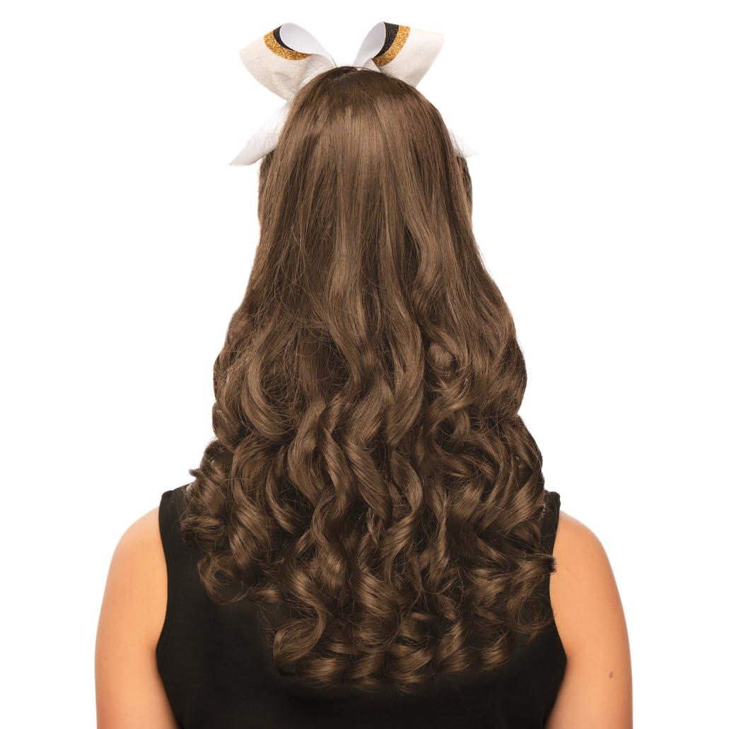 GIRLY CURLS GIRLY CURLS Cheerleader Curly Hairpiece Champ 18\" Cheer Ponytail for Girls (Chestnut)