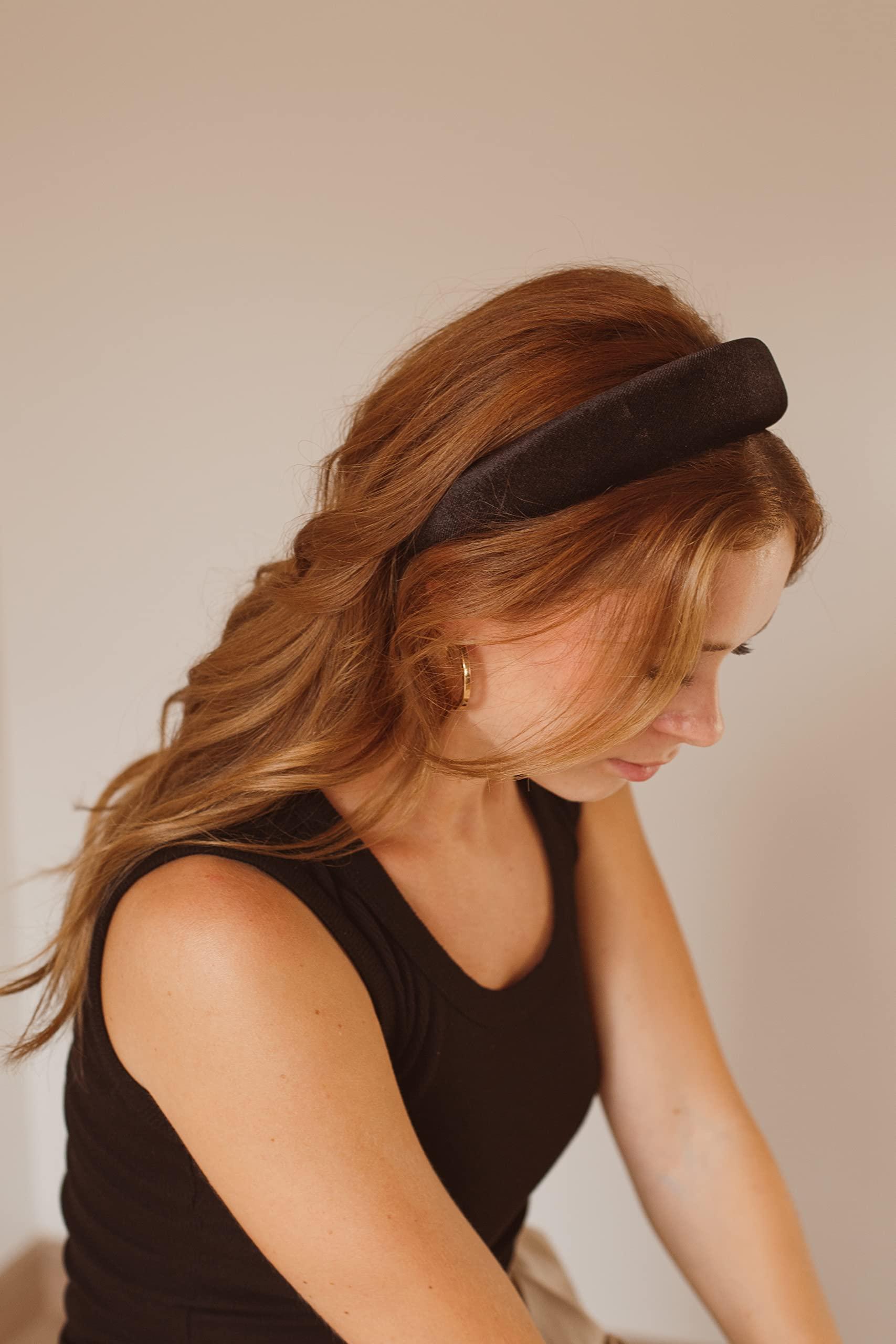 Habac Studio HABAC STUDIO- Headbands for Women Hair Accessories for Women Hair bands for Girls Headbands Velvet Padded 4.2cm Wide. (Black)