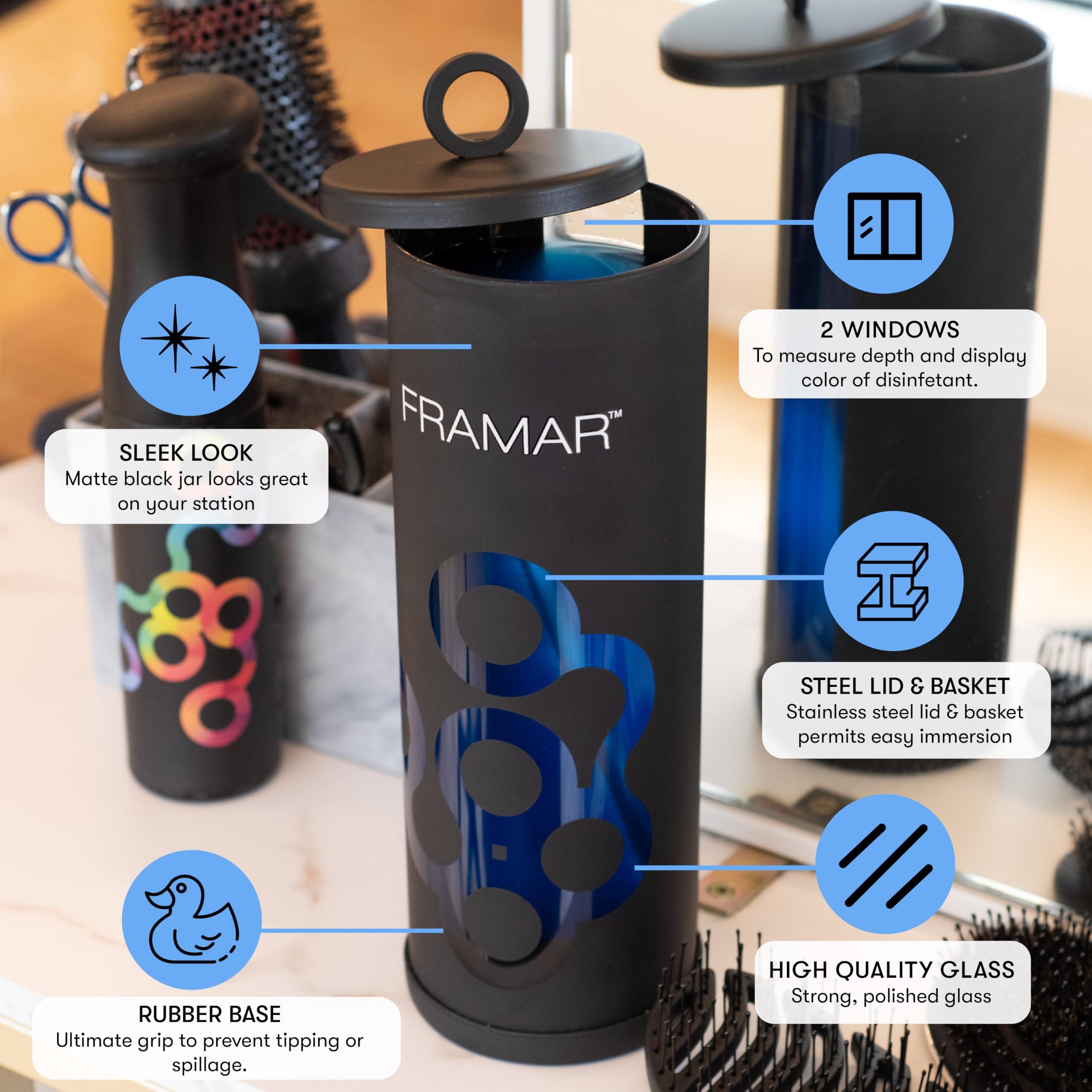 FRAMAR FRAMAR Disinfectant Jar For Salon - Barber Disinfectant Jar, Spa Jar, Disinfecting Jar, Barber Jar, Hair Disinfectant Liquid, Salon Disinfectant Jar, Desinfectante Jar, Barber Accessories Matte