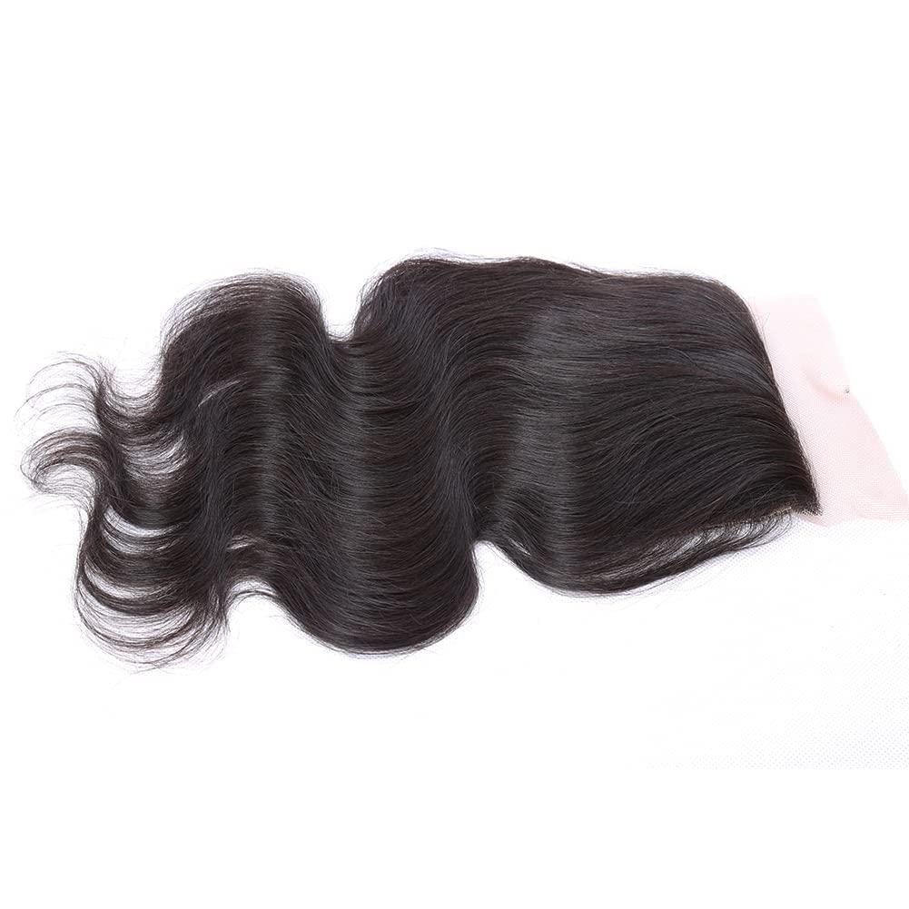 greatremy Greatremy 16\" Silk Base Closure with Baby Hair Body Wave Virgin Hair Closure 4\"X4\" Free Part Natural Color