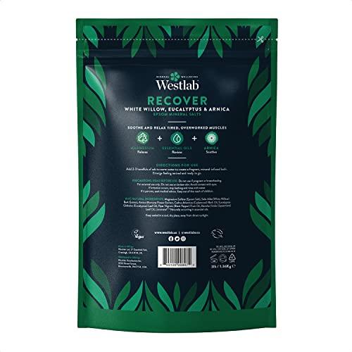 Westlab Westlab - 1kg - Recover Epsom Salts Infused with White Willow & Eucalyptus - Soothe Sore Muscles and Boost Recovery - Resealable Pouch