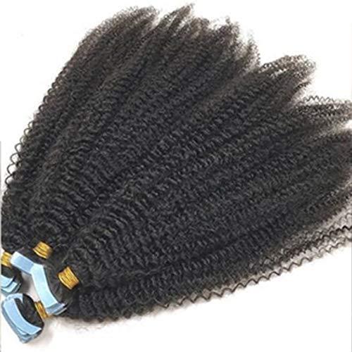RJ HAIR RJHAIR 4B 4C Kinky Curly Tape In Human Hair Extensions Skin Weft Adhesive Invisible Mongolian Afro Curly Hair 40pcs/100g (16inch 40Pcs, #4(Dark Brown))
