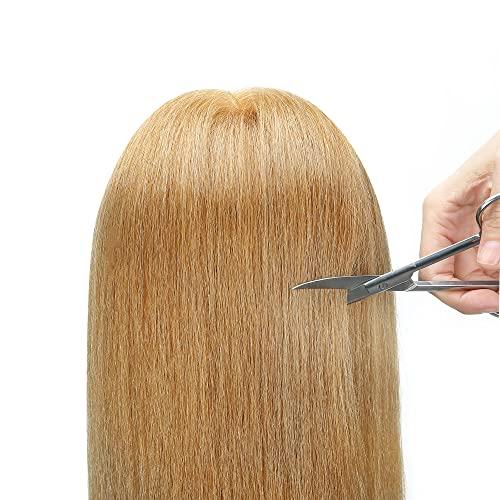 SOPHIRE SOPHIRE 100% Real Human Hair Mannequin Head with 9 Tools and Clamp, Hairdressers' Practice Training Head and Cosmotology Doll Head for Hairstyling and Braid - #27