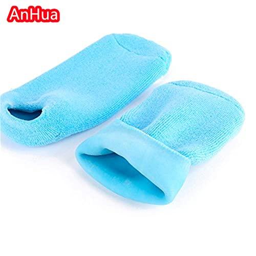 AnHua AnHua 1 Pair Feet Spa Moisturizing Gel Socks Exfoliating Dry Cracked Soft Skin Sock Pedicure Foot Care Tool Beauty Foot Care (Blue)
