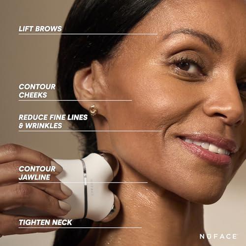 NuFACE NuFACE Trinity+ Microcurrent Facial Device Kit - FDA Cleared Face Sculpting & Neck Tightening Device to Contour Cheeks & Brows + Microcurrent Gel Activator, Silk Crme & Brush