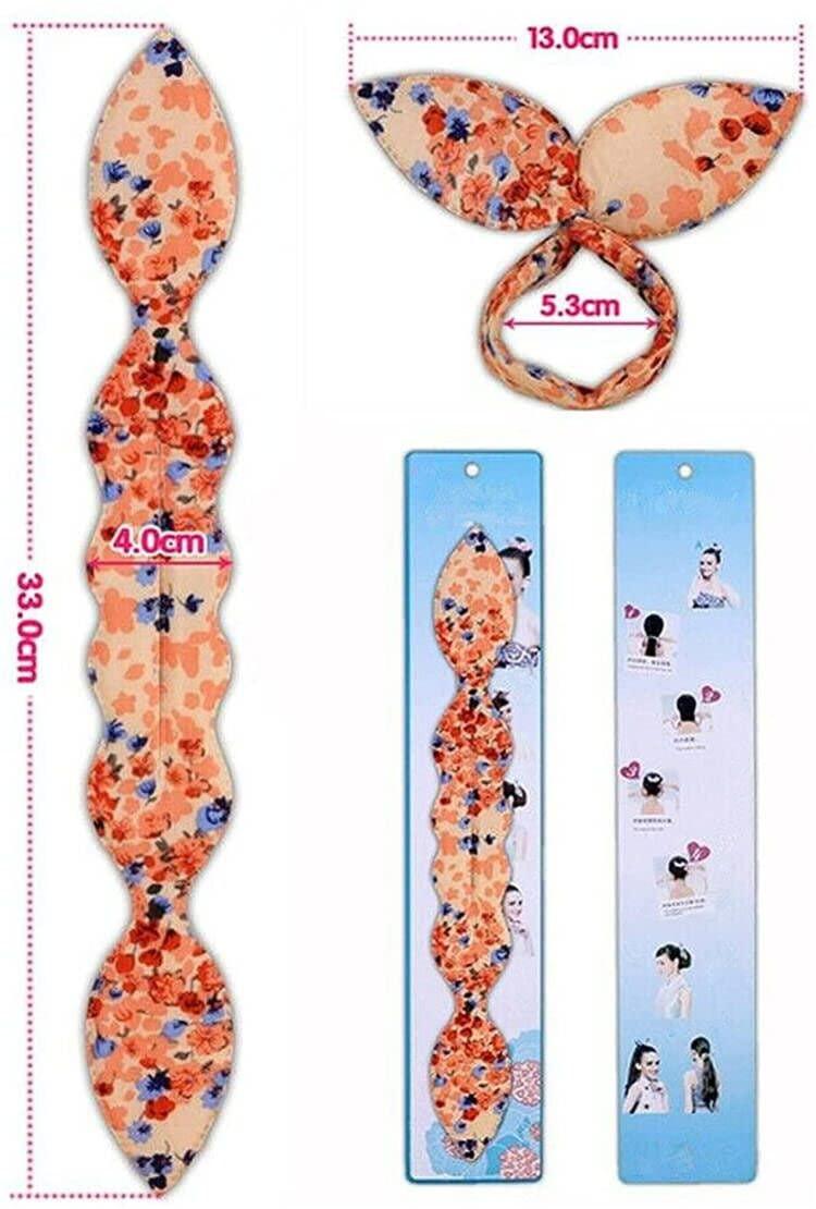Gokame Gokame Magic Rabbit Ear Sponge Magic Hair Bun Maker, Foam Sponge Bun Twist Shaper, Dot Hair Twist Bun Sponge Donut Holder, Ponyo Styling Curl Bun Maker (4PC, Floral)