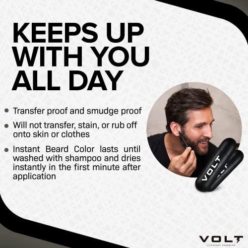 VOLT VOLT Grooming Instant Beard Color ECO 2 Pack Refill - Smudge and Water Resistant Quick Drying Brush on Color for Beards, Mustaches, and Eyebrows, Onyx (Black)
