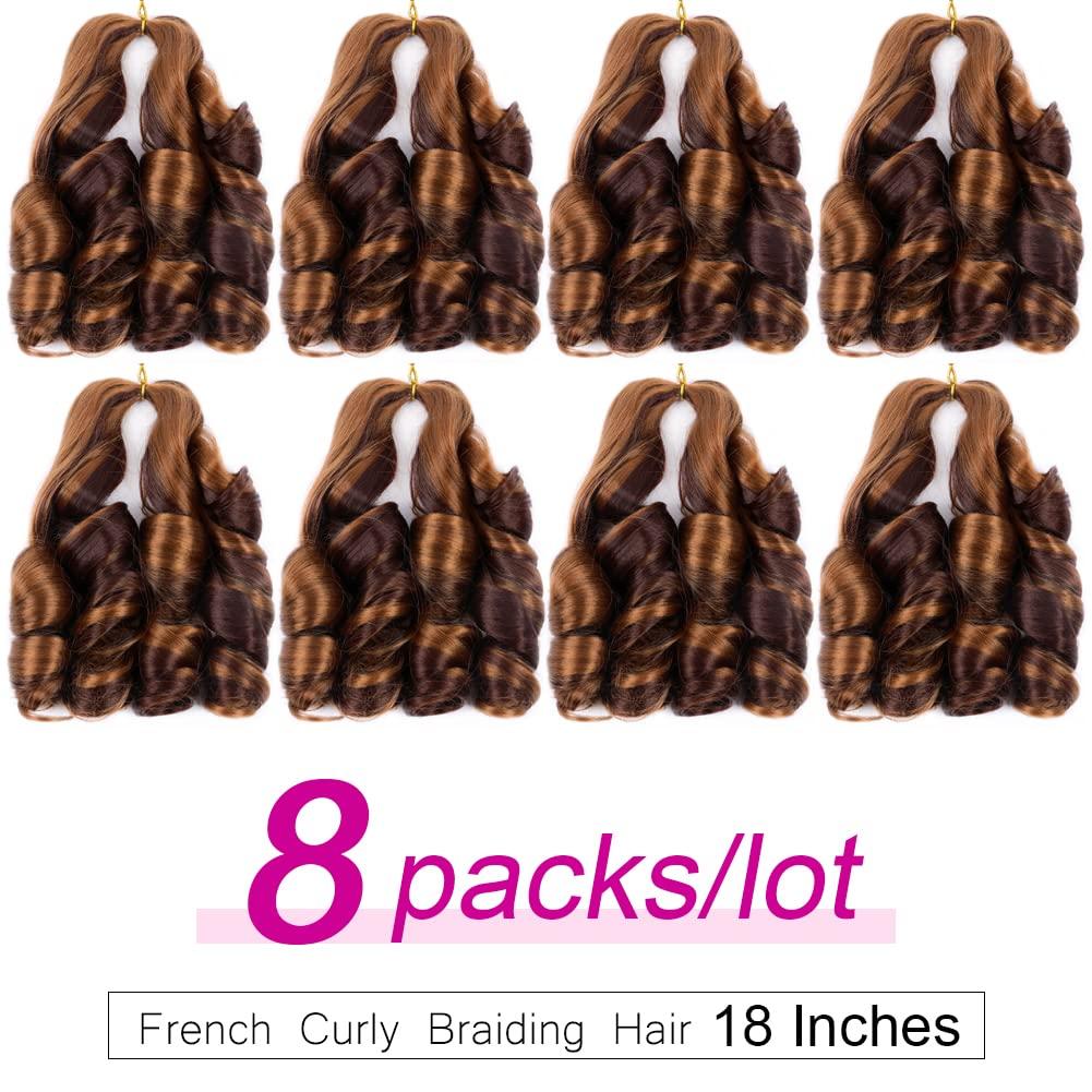 JVILO JVILO Loose Wave Spiral Curl Crochet Hair French Curl Braiding Hair 18Inchs 8Packs Synthetic Braids Ombre Pre Stretched Braiding Hair (18inch 8packs, P30/33)