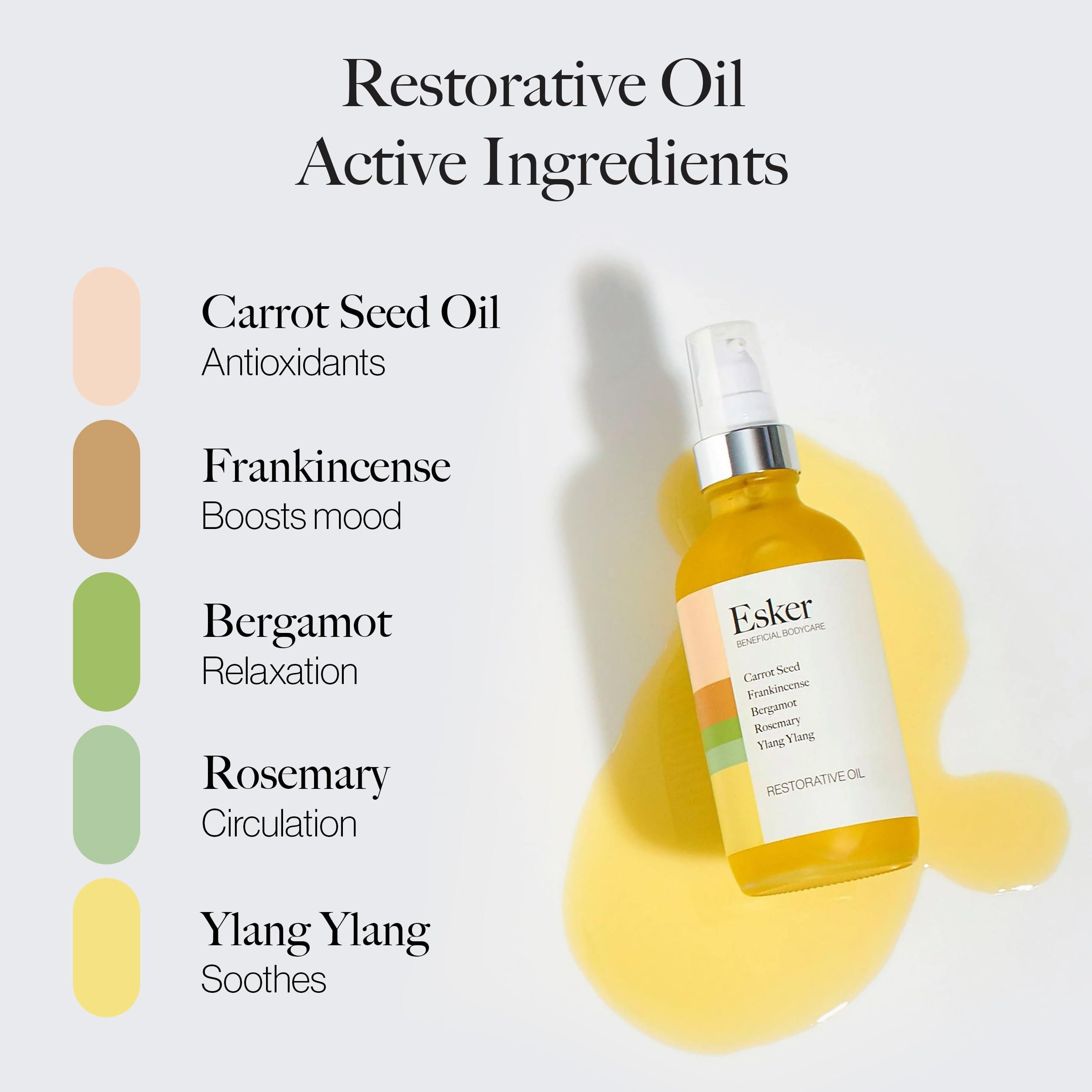 ESKER Esker Restorative Body Oil | Premium Deep Hydration Oil Designed to Soften and Moisturize Skin While Promoting Circulation and Energy Flow, Fast-Absorbing with Vitamins and Antioxidants 4oz