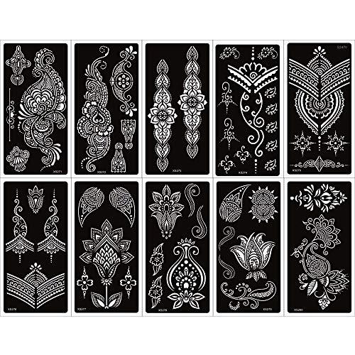 XMASIR Xmasir Henna Tattoo Stencils Kit Pack of 22 Sheets, Temporary Tattoo Templates Indian Arabian Tattoo Sticker for Hands Body Art