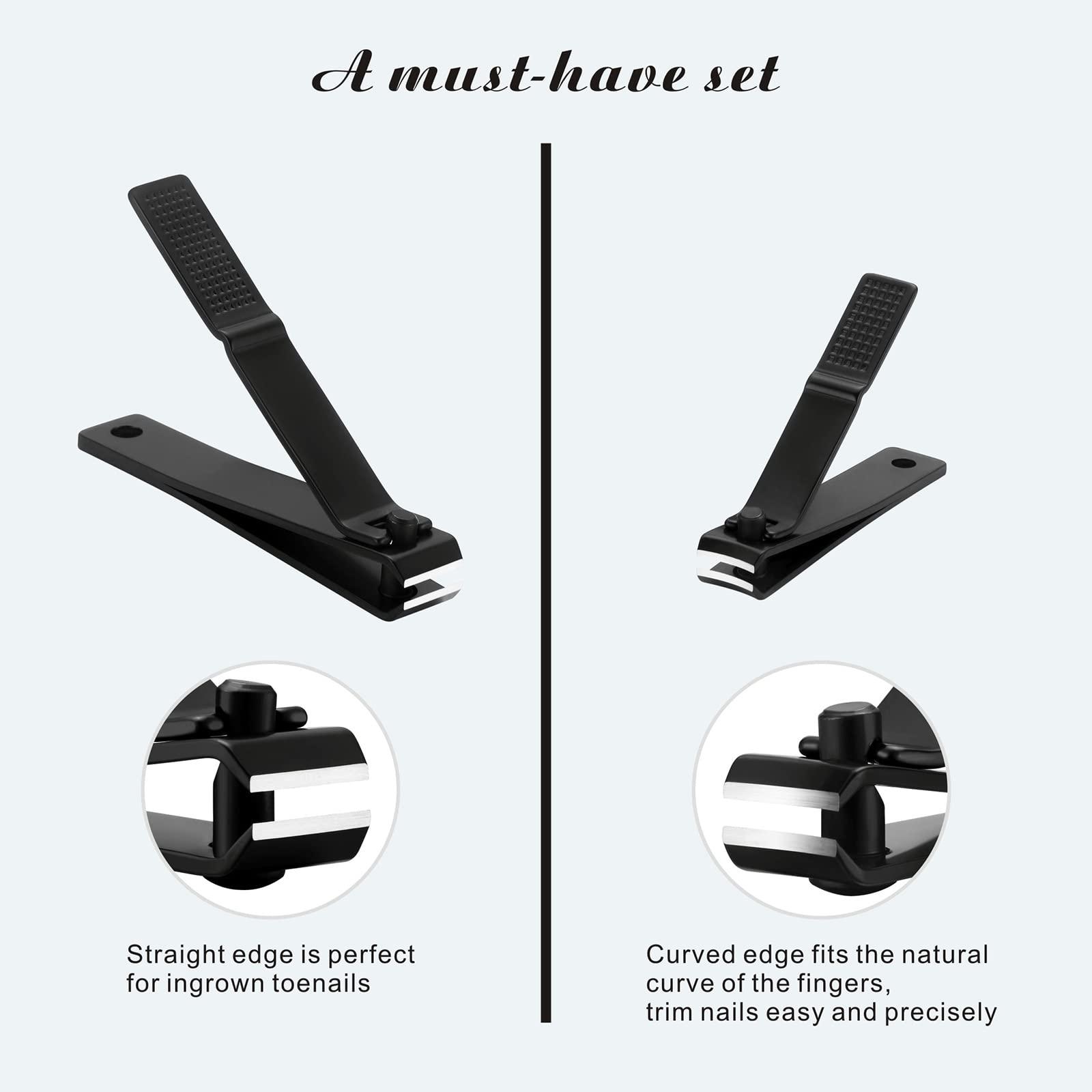 Tomata Tomata Nail Clippers Set for Thick Nails - Fingernail Clippers with File, Ultra Sharp Cutter for Ingrown Toenail Clippers (Black)