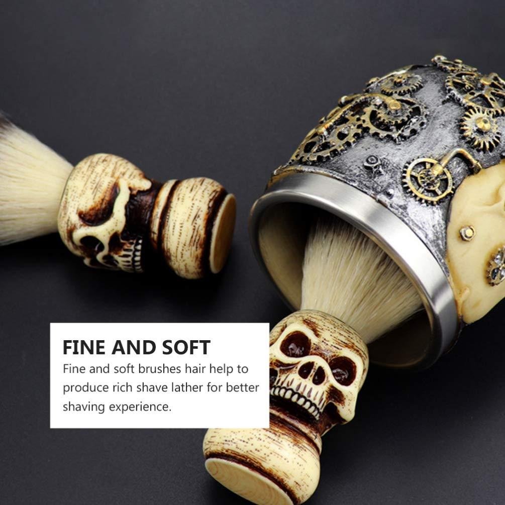 Beaupretty Beaupretty Skull Head Pattern Beard Brush Grooming Kit for Men Shaving Brush Facial Cleaning Tool