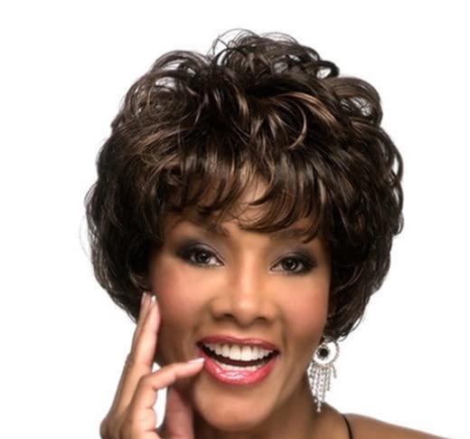 HMDABD HMDABD Curly Half Wigs for Women Colored Short Curly Hair Headsets For Women Wavy Short Curly Hair Brown Suitable For Women\'s Wigs Transparent Lace Frontal (Z1-Brown, One Size)