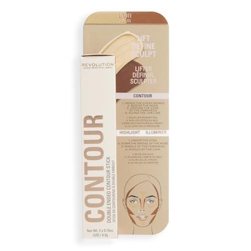 Revolution Beauty London Revolution, Fast Base Contour Stick, Dual Ended, Sculpts & Defines Face, Lightweight, Blendable, Light, 2 X 0.15 Oz