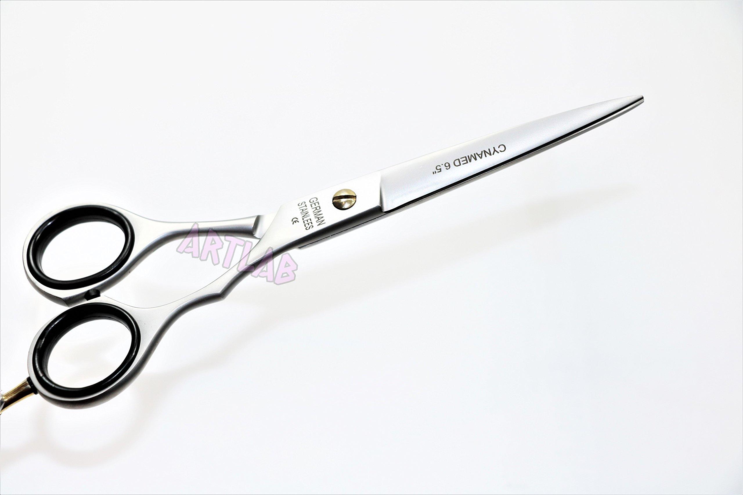 Cynamed Lot Of 2 German Professional Hair Cutting Scissors Barber Hairdressing Scissors With Sand Finish Size 6.5\" & 6\" (Cynamed)