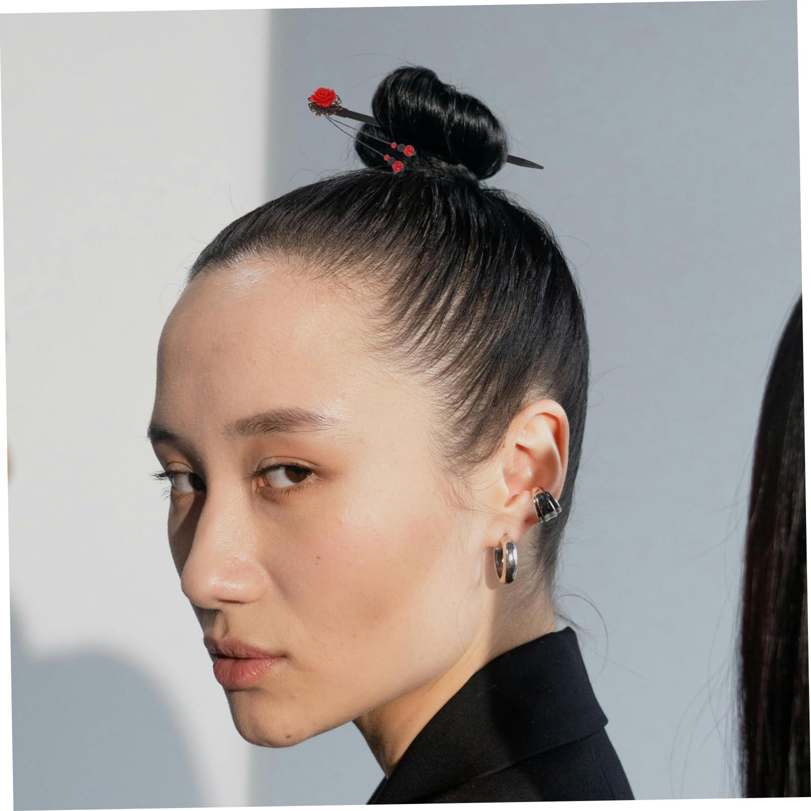 NOLITOY NOLITOY 2 Hair Chopsticks Chinese Hair Sticks Flower Hair Pins Hair Clips for Buns for Parties