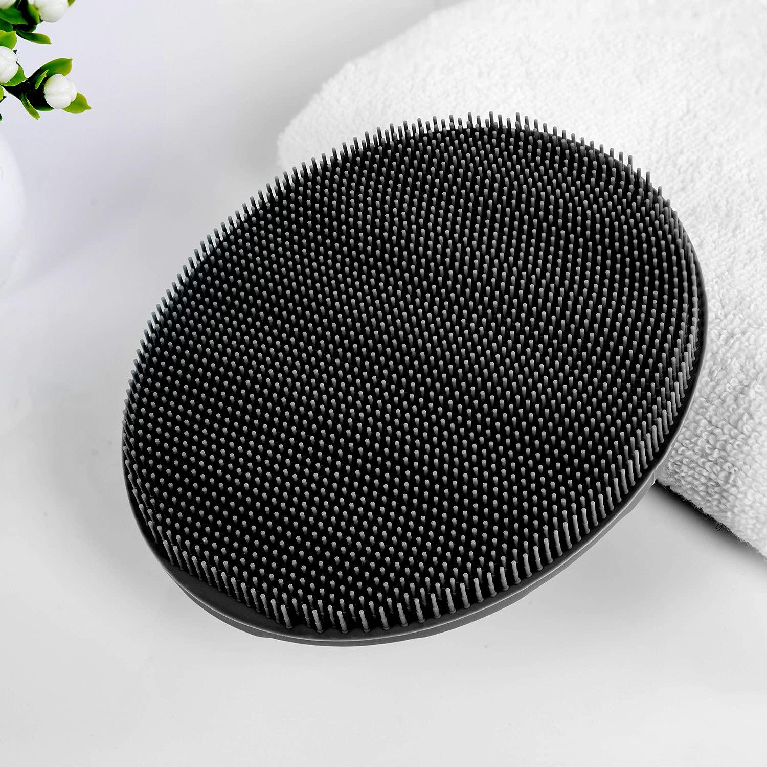 INNERNEED INNERNEED Soft Silicone Body Scrubber Handheld Shower Cleansing Brush, Gentle Exfoliating and Massage for all Kinds of Skin (Black)