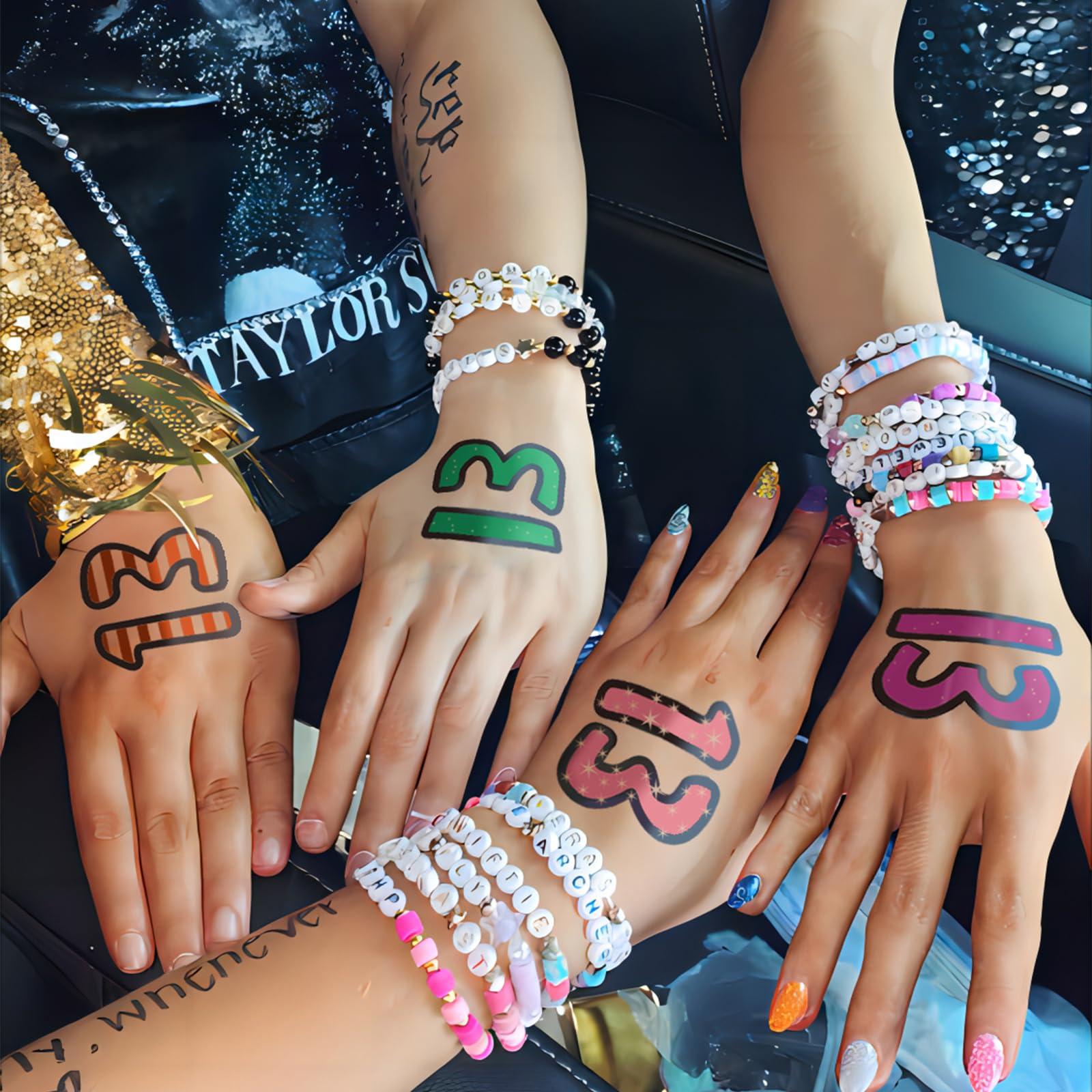 JEWELJOY 48 Pcs Glow in Dark/13 Hand/13/Temporary Tattoos, Party Accessories for Swifties Gifts