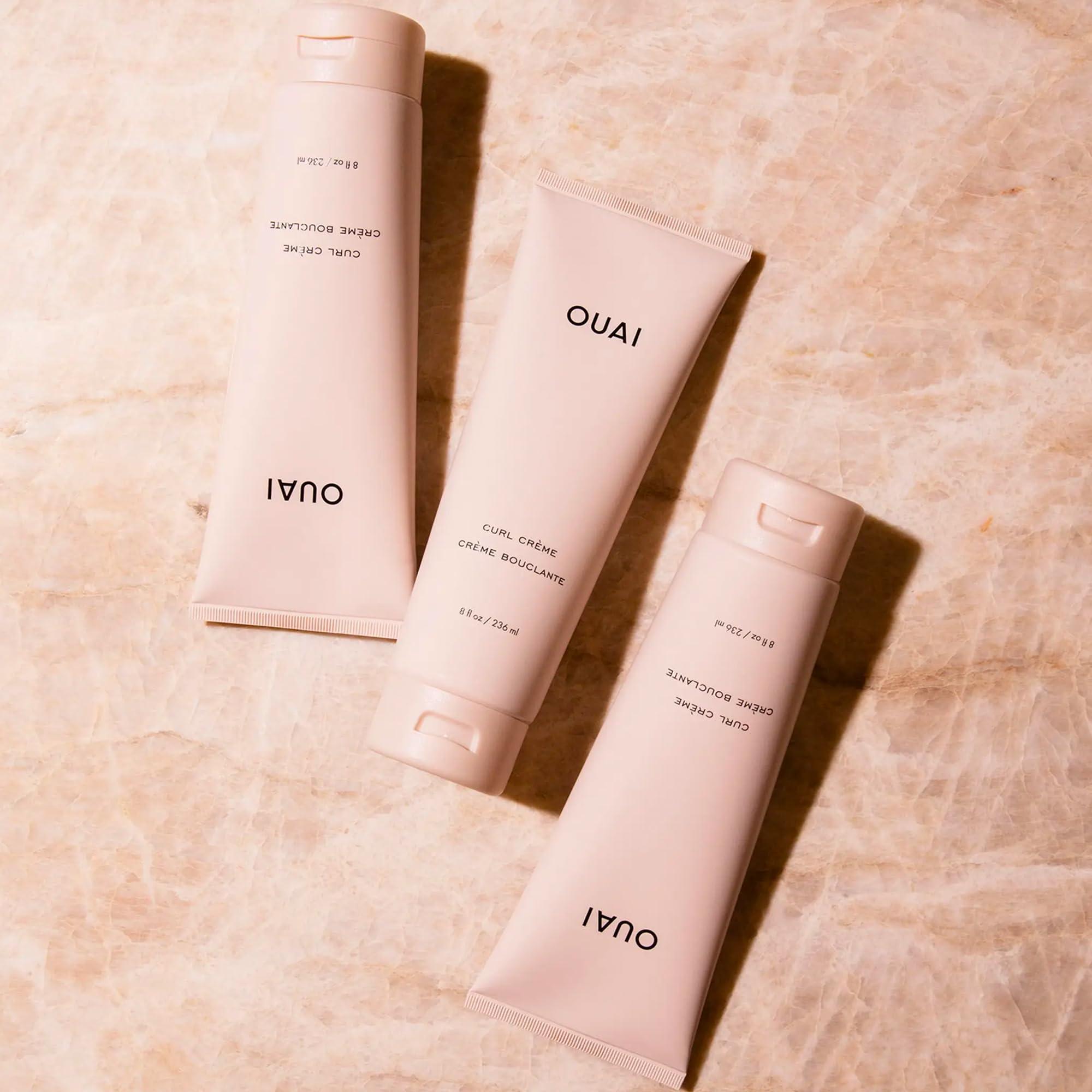 OUAI OUAI Curl Cream + Hair Oil Bundle - Hair Styling Products for Frizz Control - Includes Curl Cream (8 Oz) + Hair Oil (1.5 Oz) - 2-Piece Hair Care Set