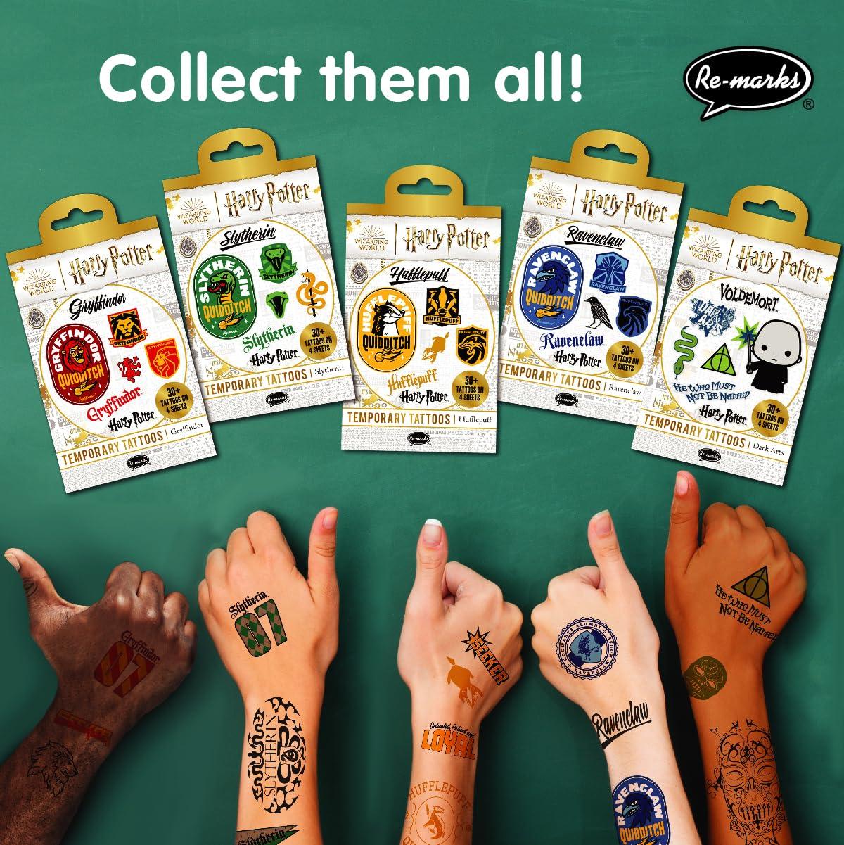 Re-Marks Re-marks Harry Potter Temporary Tattoos + Jumbo Stickers (Slytherin) for All Ages