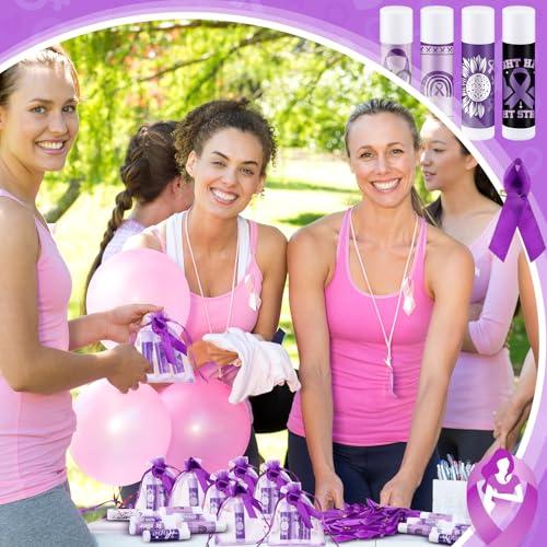 Linyuthia Linyuthia 50 Set Purple Ribbon Awareness Lip Balms Gifts 50 Organza Bags 50 Purple Awareness Ribbon Pins Raise Awareness for Domestic Violence Pancreatic Cancer Lupus Alzheimer\'s Overdose Awareness