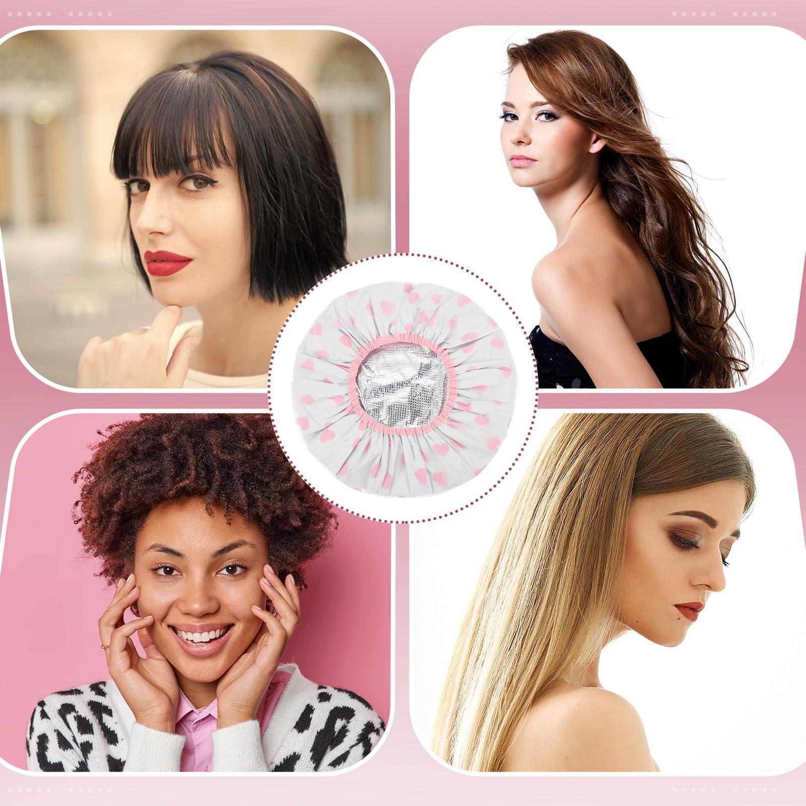 WSICSE 2 Pcs Deep Conditioning Hair Cap, Double Layer Heat Cap Steam Cap Processing Caps Shower Cap for Natural Hair Deep Conditioning