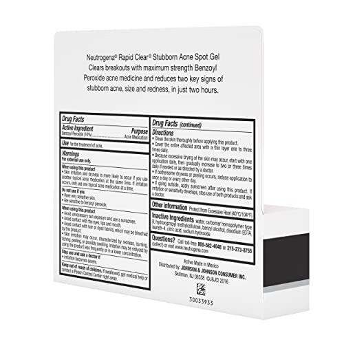 Neutrogena Neutrogena Rapid Clear Stubborn Acne Spot Treatment Gel with Maximum Strength 10% Benzoyl Peroxide Acne Treatment Medication, Pimple Cream for Acne Prone Skin Care, 1 oz