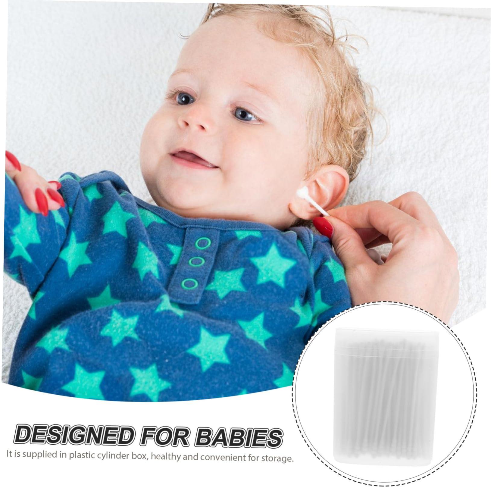 WOONEKY 200pcs Care Buds Swabs Cotton Swabs Earbuds Ear Buds Organic Cotton Pads Organic Cotton Balls Buds Swabs with 2 Different Heads Makeup Tool Swab White WOONEKY