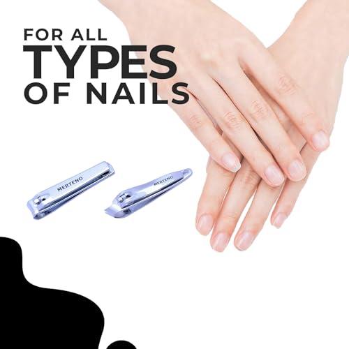 MERTENO Professional Nail Clippers Set 3 Pack Premium Sharp Stainless Steel Fingernail & Toenail Clippers with Sturdy Travel Tin Case, Professional Manicure Kit Fingernail Tools for Nail Care (Silver)