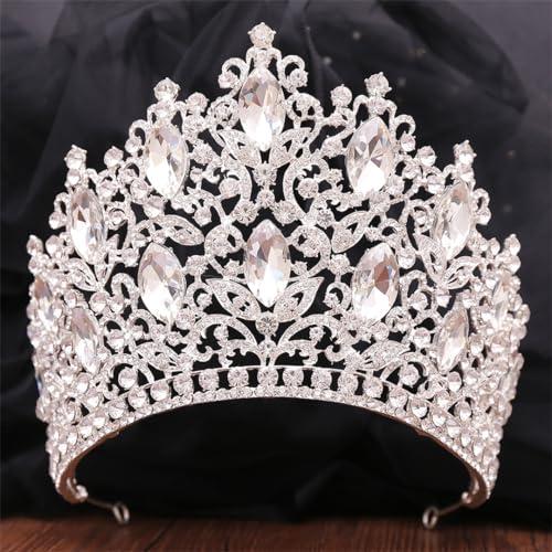 Generic Crystal Rhinestone Crown Wedding Tiara Bridal Hair Accessories Crown Party Wedding Headwear H214 Gold Red