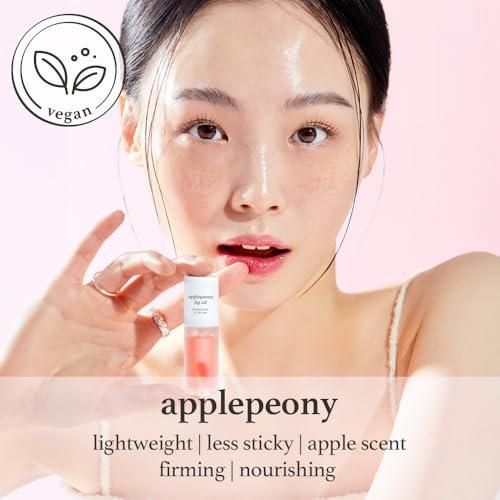 NOONI NOONI Korean Vegan Lip Oil - Applepeony | Long-Lasting, Moisturizing, Plumping, Revitalizing for Dry Lips, Waterproof, No Peel Off, Korean Tint, 0.12 FL Oz