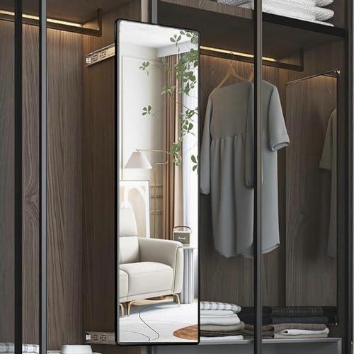 LXP LXP Wardrobe Pull-Out Folding Mirror, Full-Length Mirror Wardrobe, Built-in Invisible Sliding Mirror, Rotating Telescopic Mirror 110 * 36cm (Color : Black, Small : 110 * 36cm)