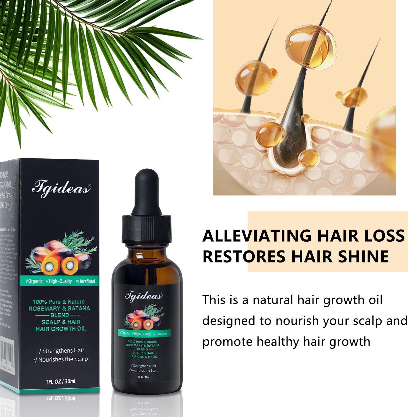 Tgideas Tgideas Organic Rosemary Oil For Hair Growth Infused With Batana- Hair Strengthening Treatment Oil for All Hair Types-Prevents Hair Loss, Enhances Hair Thickness in Men& Women