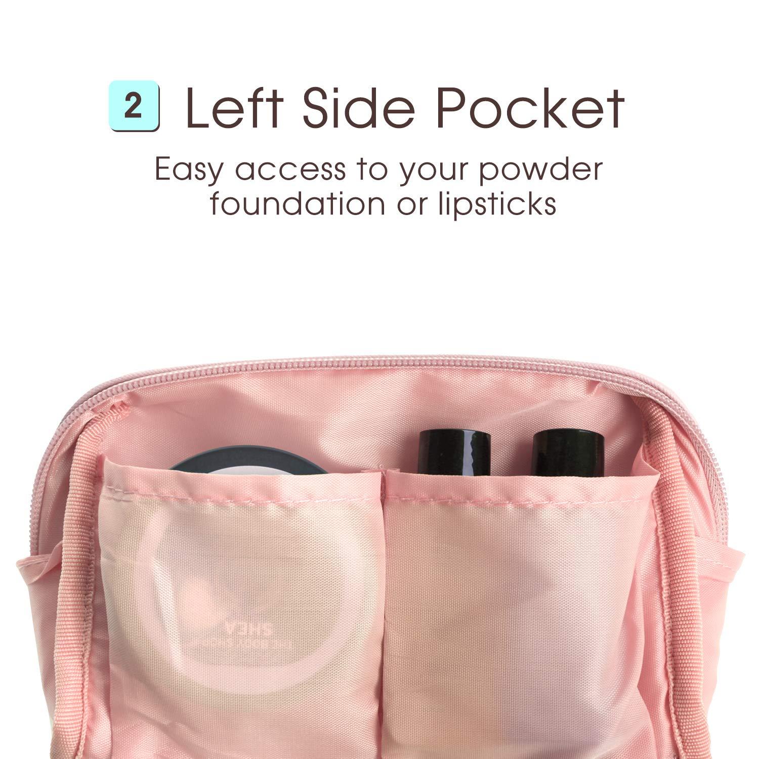 Narwey Narwey Small Vegan Leather Makeup Bag for Purse Travel Makeup Pouch Mini Cosmetic Bag for Women (Small, Pink)