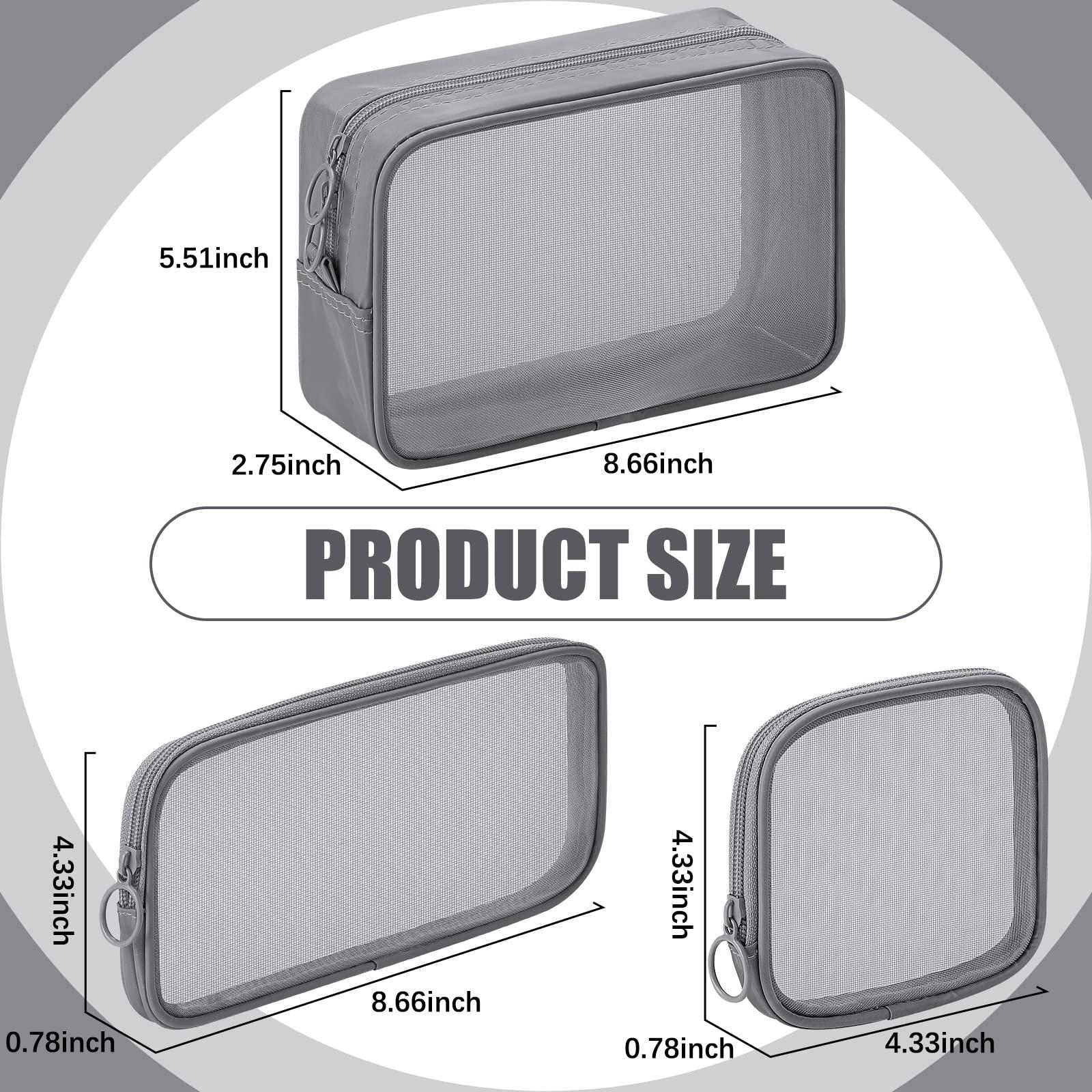 Weewooday Weewooday 4 Pcs Mesh Makeup Bag Mesh Cosmetic Bag Travel Toiletry Pouch with Zipper Mini Makeup Cosmetic Purse for Daily Accessory (Pink,Small)(Small, Large, Medium,Gray)