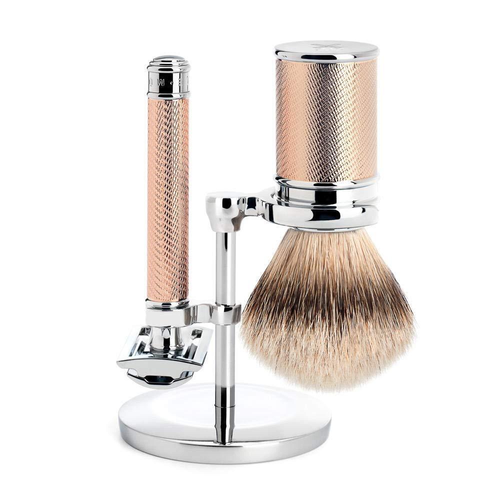 M MÜHLE MÜHLE Rosegold Silvertip Badger Safety Razor (Closed Comb) Shaving Set - Perfect for Every Day Use, Barbershop Quality Close Smooth Shave