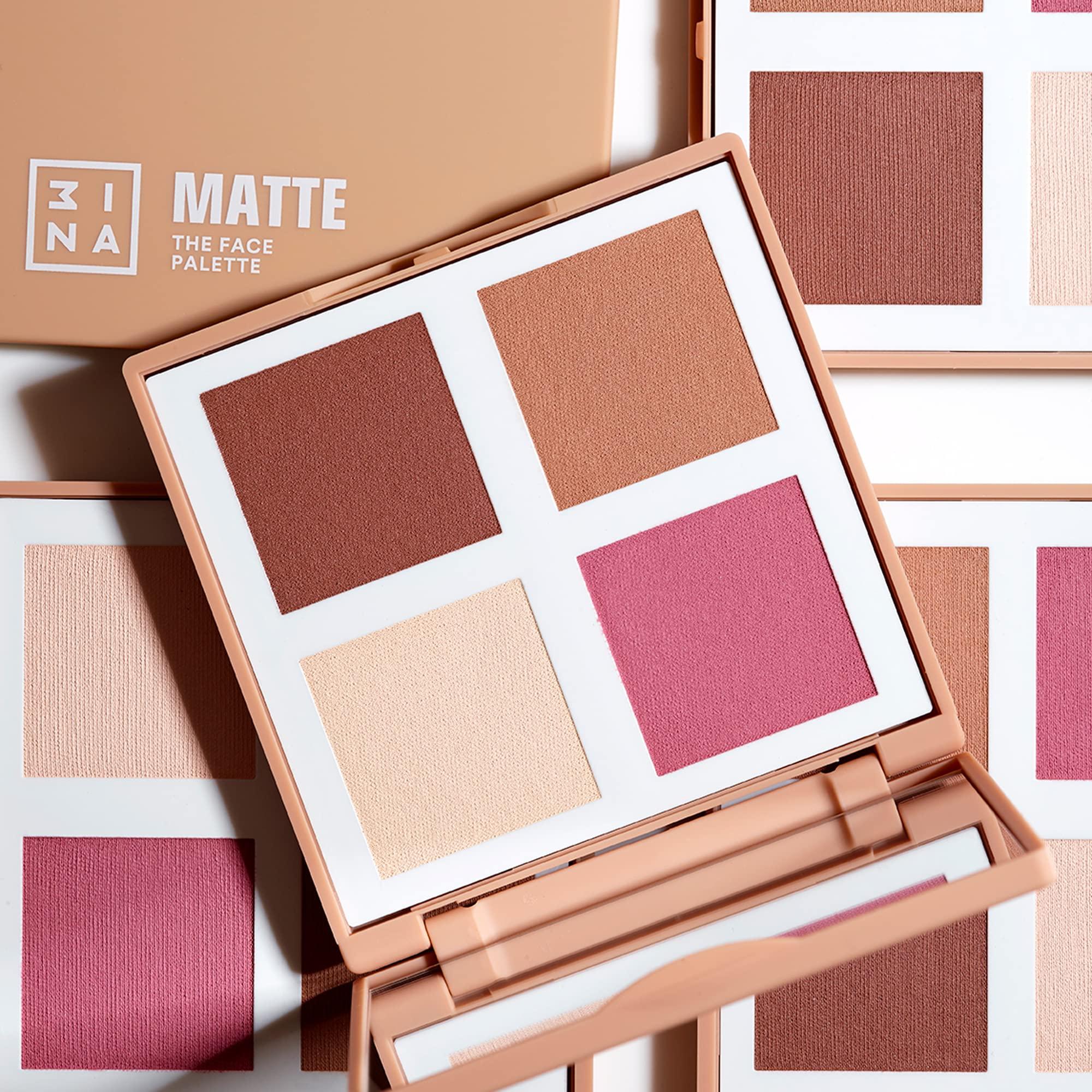 3ina 3INA MAKEUP - Cruelty Free - Vegan - The Matte Face Palette - 4 contouring shades for face, eyes and lips - Contouring palette - Easy to blend - Made in Europe