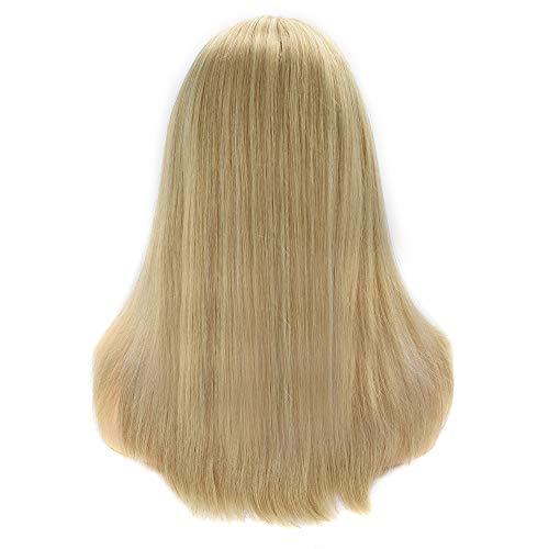 LHC Hand-Tied Mono Top Wig Brown Blonde Straight Synthetic Hair Monofilament Wigs (#P613)