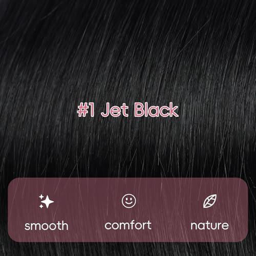 Eliysako Microlink Hair Extensions Human Hair 50g 20inch(#1) Natural Black Micro Link Hair Extensions Human Hair Microbead Hair Extensions Microloop Hair Extensions Human Hair For Women