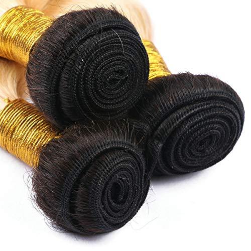 Tony beauty hair Tony Beauty Hair Blonde Ombre Hair Bundles Body Wave Ombre Weave Human Hair Bundles #1B 613 Ombre Brazilian Virgin Hair Extensions Blonde Dark Roots Hair Bundles 300Gram Mixed Length (26 26 26)