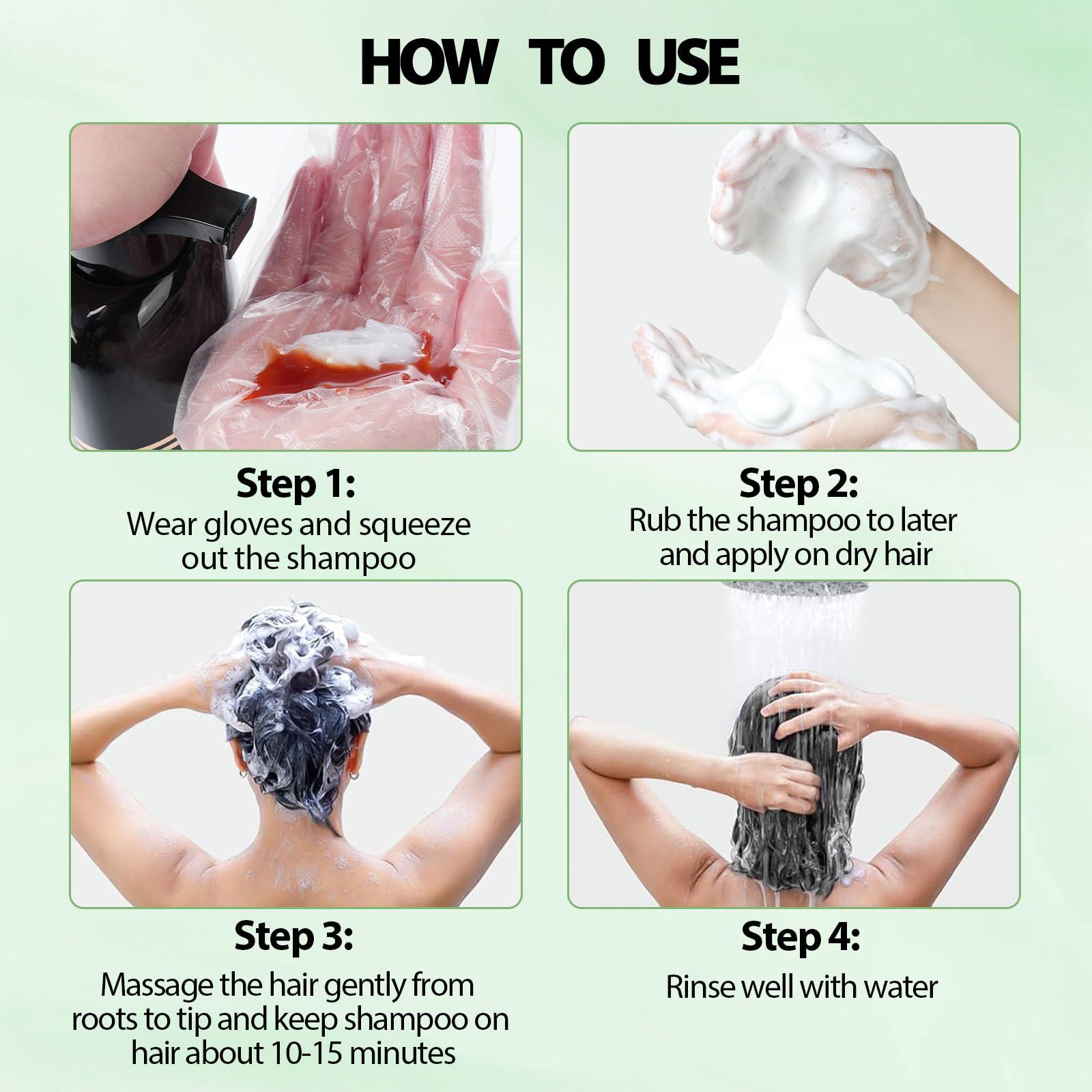 Farndu Brown Hair Dye Shampoo for Women Men, 100% Gray Hair Coverage, Natural Herbal Ingredients