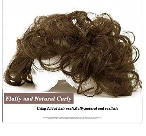 ICRAB ICRAB Women Short Human Hair Topper Closure Curly Hair Wiglet Hairpiece Clip in Top Hairpiece Natural Weaving Hair Replacement Hair Piece for Thinning Hair 13x14cm(Light Brown 6")