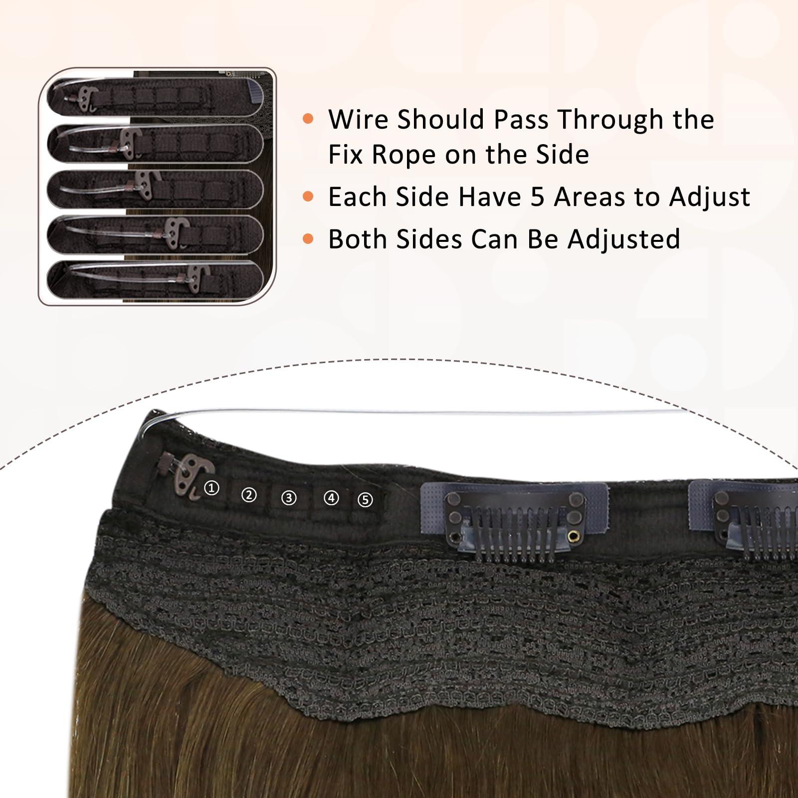 Full Shine Full Shine Brazilain Hair Clip in Extensions Pu Weft Brown Ombre Chestnut Brown Highlights Platinum Blonde 18 Inch+Invisible Wire Hair Extensions Balayage Walnut Brown to Light Brown Mix Light Blonde