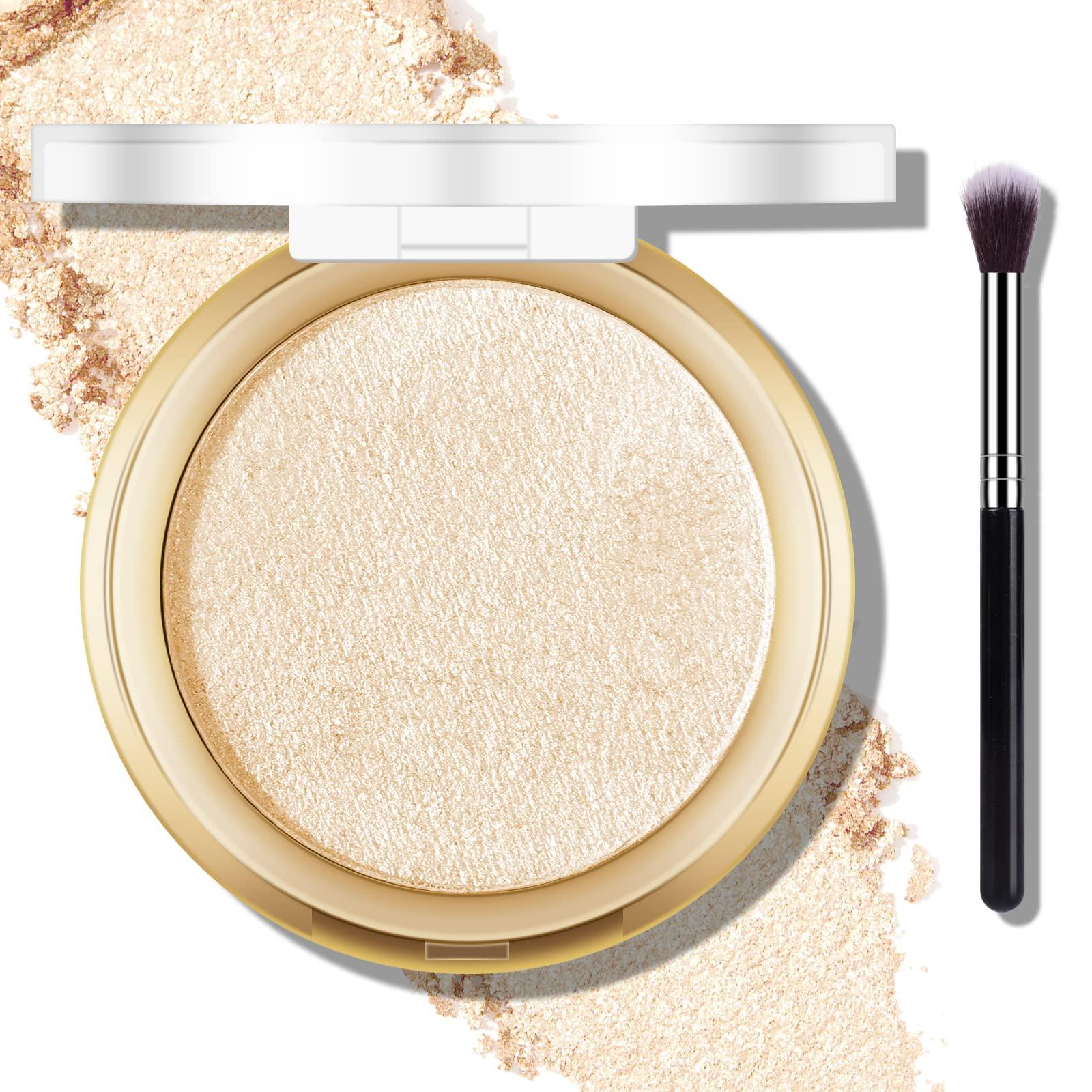 FREEORR FREEORR Baked Highlighter Powder Palette, Makeup Highlighter Powder Palette Sheer Shimmering Finish Face Highlighters Makeup Iluminadores de Maquillaje #03 Sun Glow