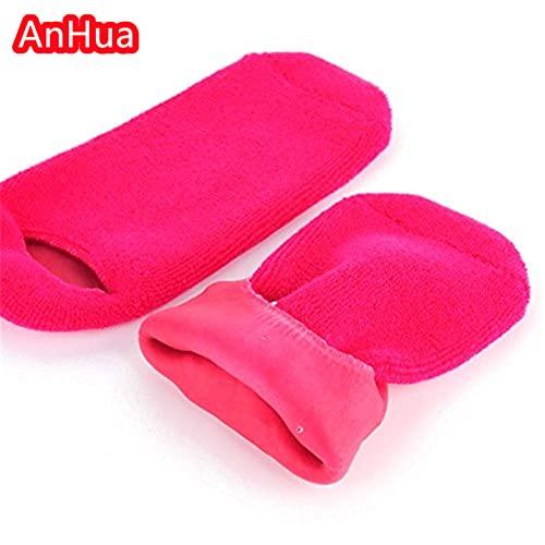 AnHua AnHua 1 Pair Feet Spa Moisturizing Gel Socks Exfoliating Dry Cracked Soft Skin Sock Pedicure Foot Care Tool Beauty Foot Care (Rose Red)