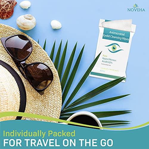 NOVEHA NOVEHA Eyelid & Lash Wipes | For Itchy, Dry Eyes, Styes & Blepharitis, Demodex | lid and lash Cleansing Wipes, Hypoallergenic & Soothing For Sensitive Eyes, Pack of 60