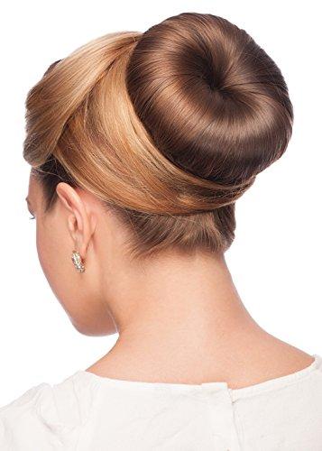 BEAUTÉ GALLERIA Beaute Galleria Hair Donut Bun Maker Ring Style Mesh Chignon Ballet Sock Bun (Large, Beige/Blonde)